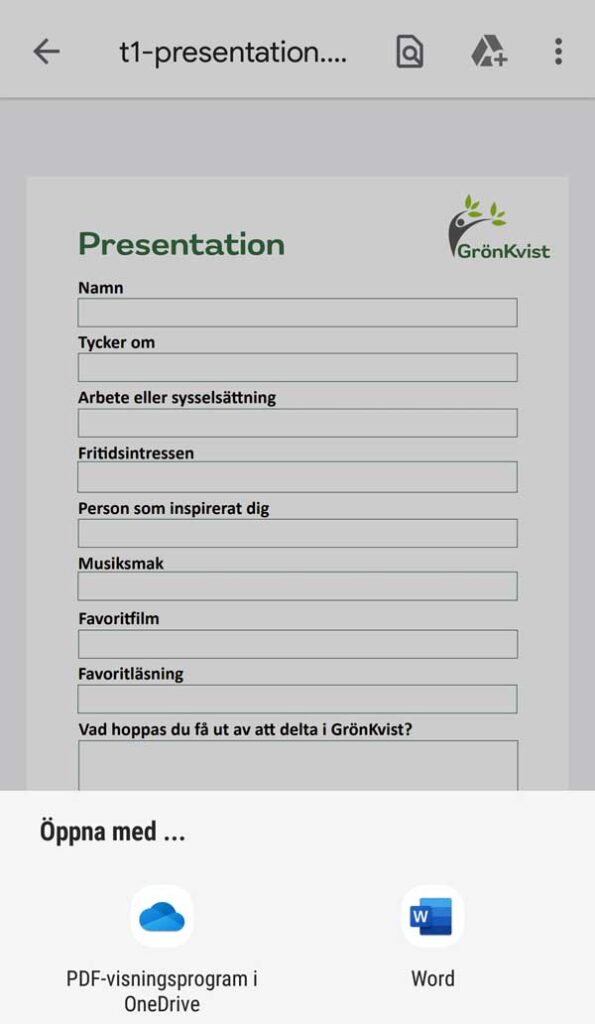 Välj Öppna med PDF-visningsprogram...