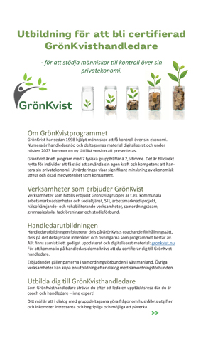 Inbjudan till utbildning för att bli certifierad GrönKvisthandledare